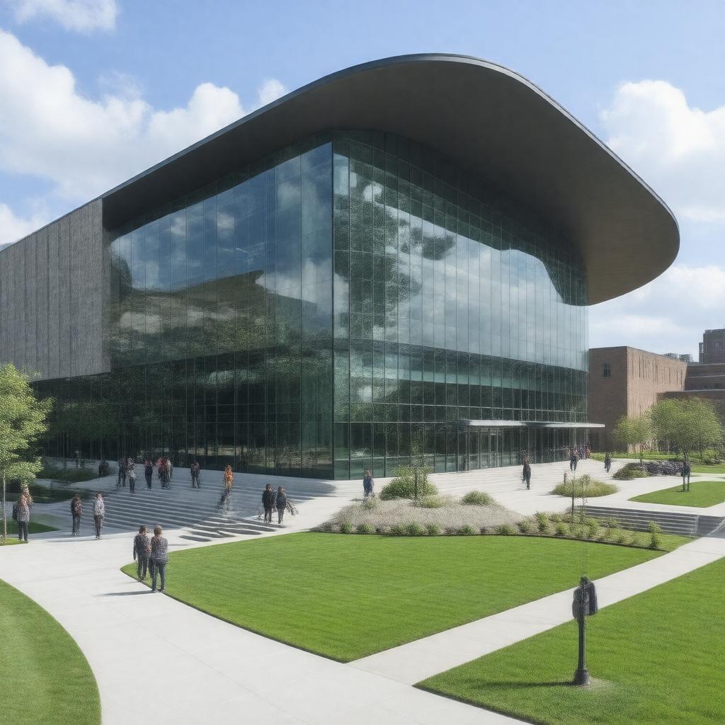 AI-created image of Sidney E. Frank Hall for Life Sciences