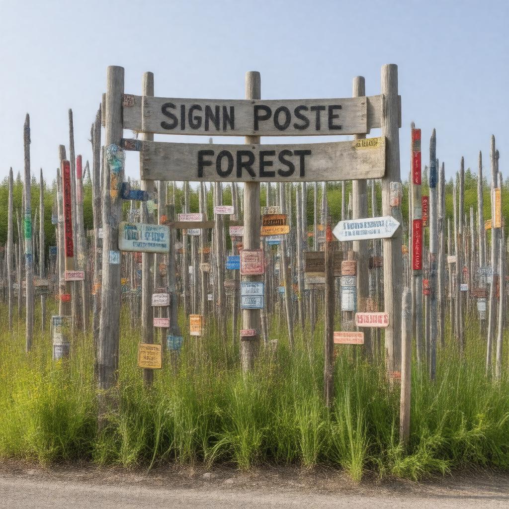 Click to view larger image AI-created image of Sign Post Forest