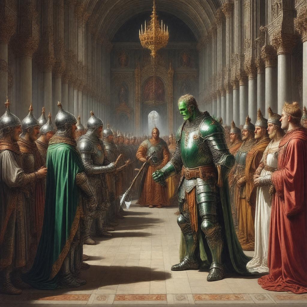 Click to view larger image AI-created image of Sir Gawain and the Green Knight
