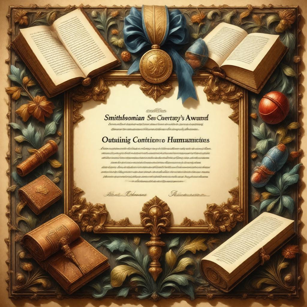 Click to view larger image AI-created image of Smithsonian Secretary's Award for Outstanding Contribution to the Humanities