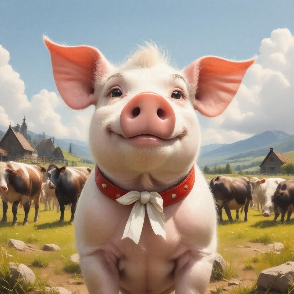 AI-created image of Snowball in Animal Farm (1999)