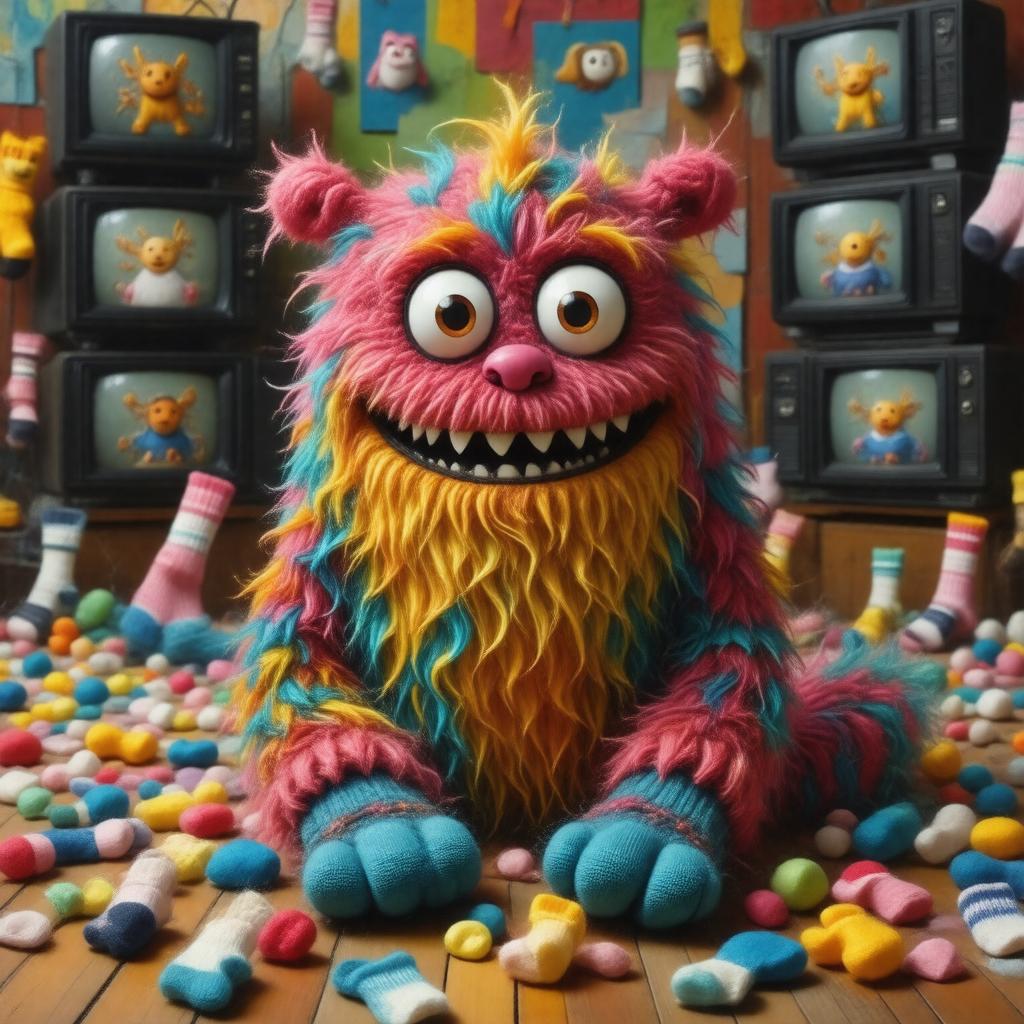 Click to view larger image AI-created image of Soky the Sock Monster