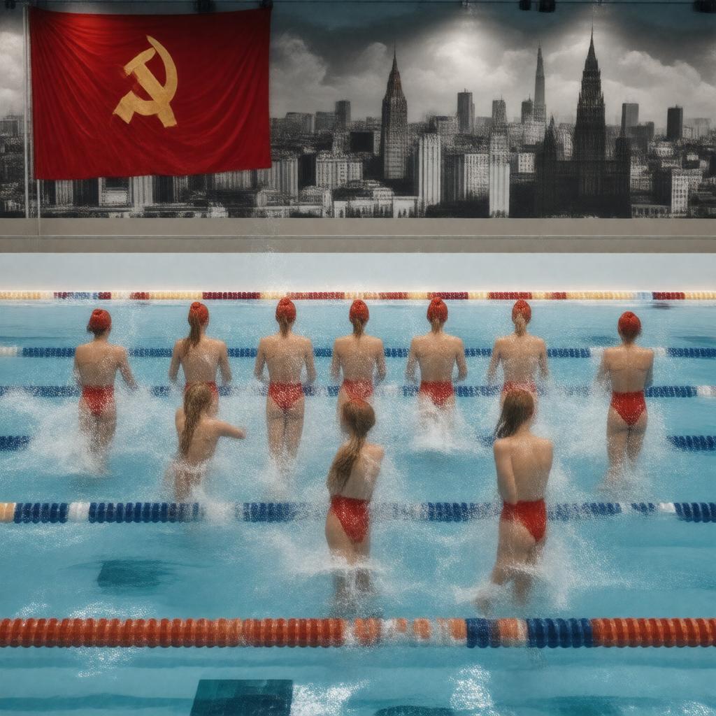Click to view larger image AI-created image of Soviet Union synchronized swimming team
