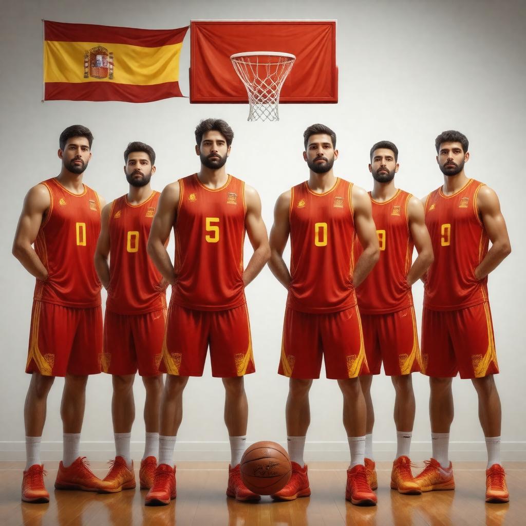 Click to view larger image AI-created image of Spain basketball team