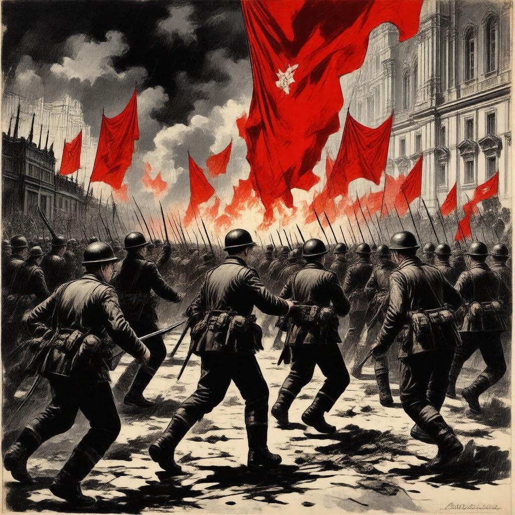 Click to view larger image AI-created image of Spartacist uprising