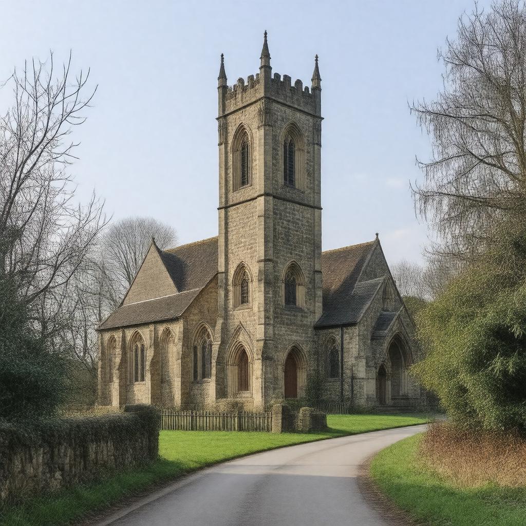 AI-created image of St. Mary Magdalene Church, Hucknall, Nottinghamshire, England