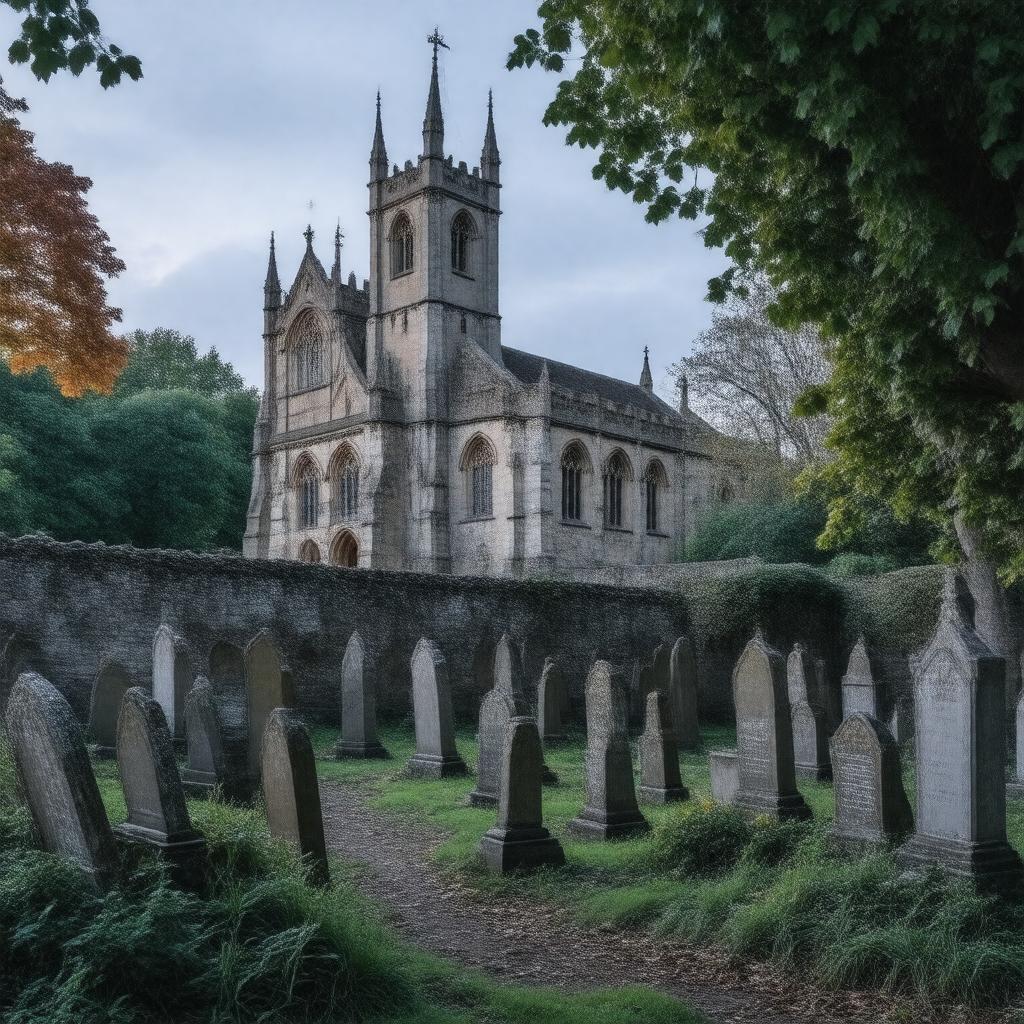 AI-created image of St. Mary the Virgin Churchyard, Oxford