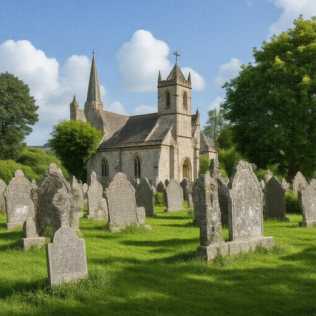 AI-created image of St. Nicholas' Churchyard, Langar, Nottinghamshire