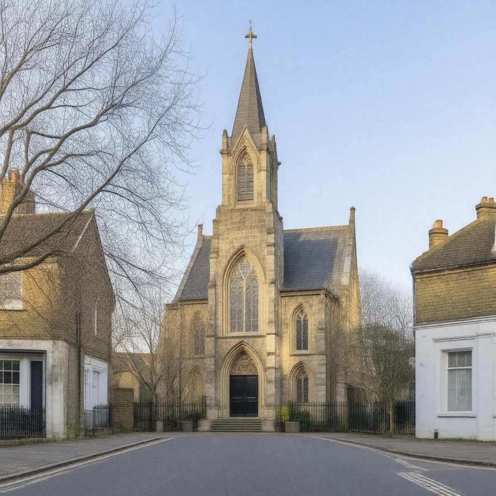 Click to view larger image AI-created image of St Francis of Assisi Church, Notting Hill