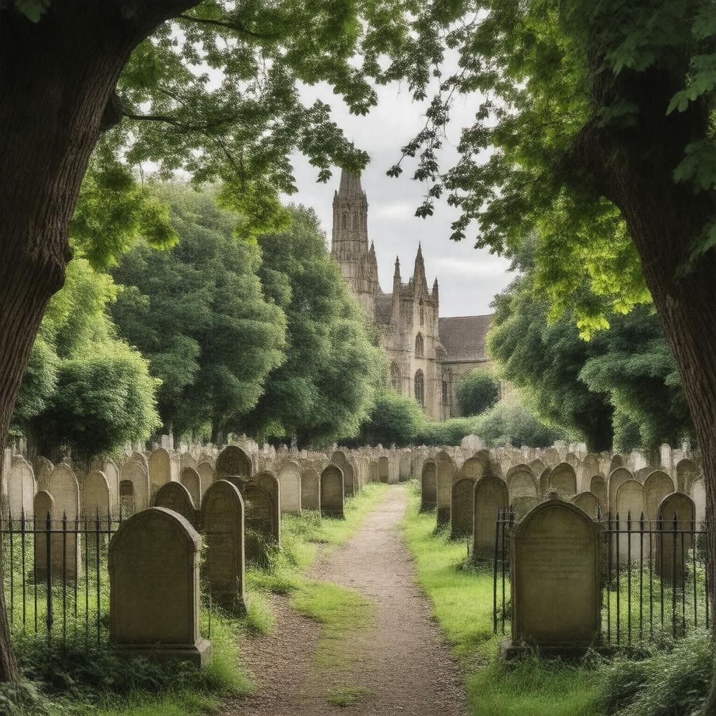 AI-created image of St John-at-Hampstead Churchyard, London