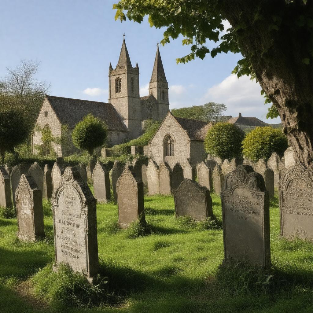 AI-created image of St John the Baptist Churchyard, Rottingdean, East Sussex, England