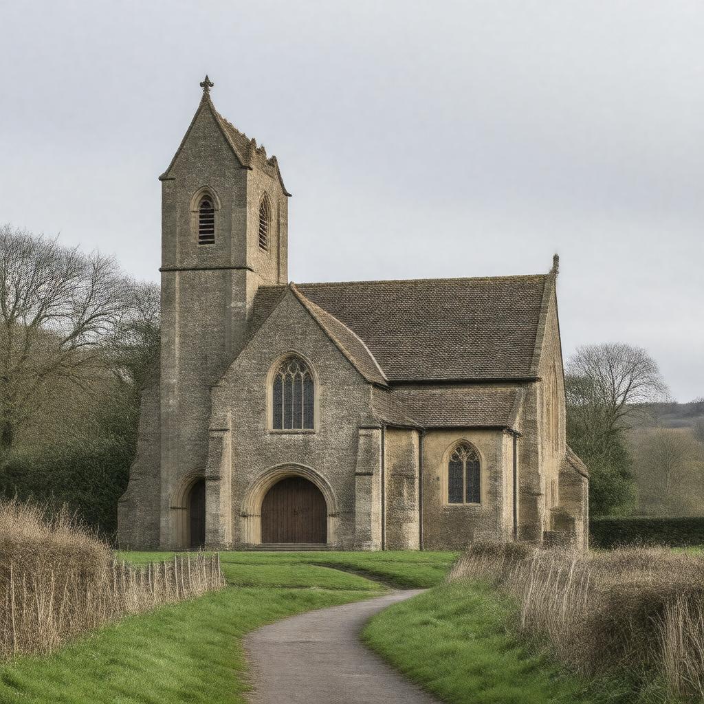 AI-created image of St John the Baptist's Church, Ault Hucknall, Derbyshire