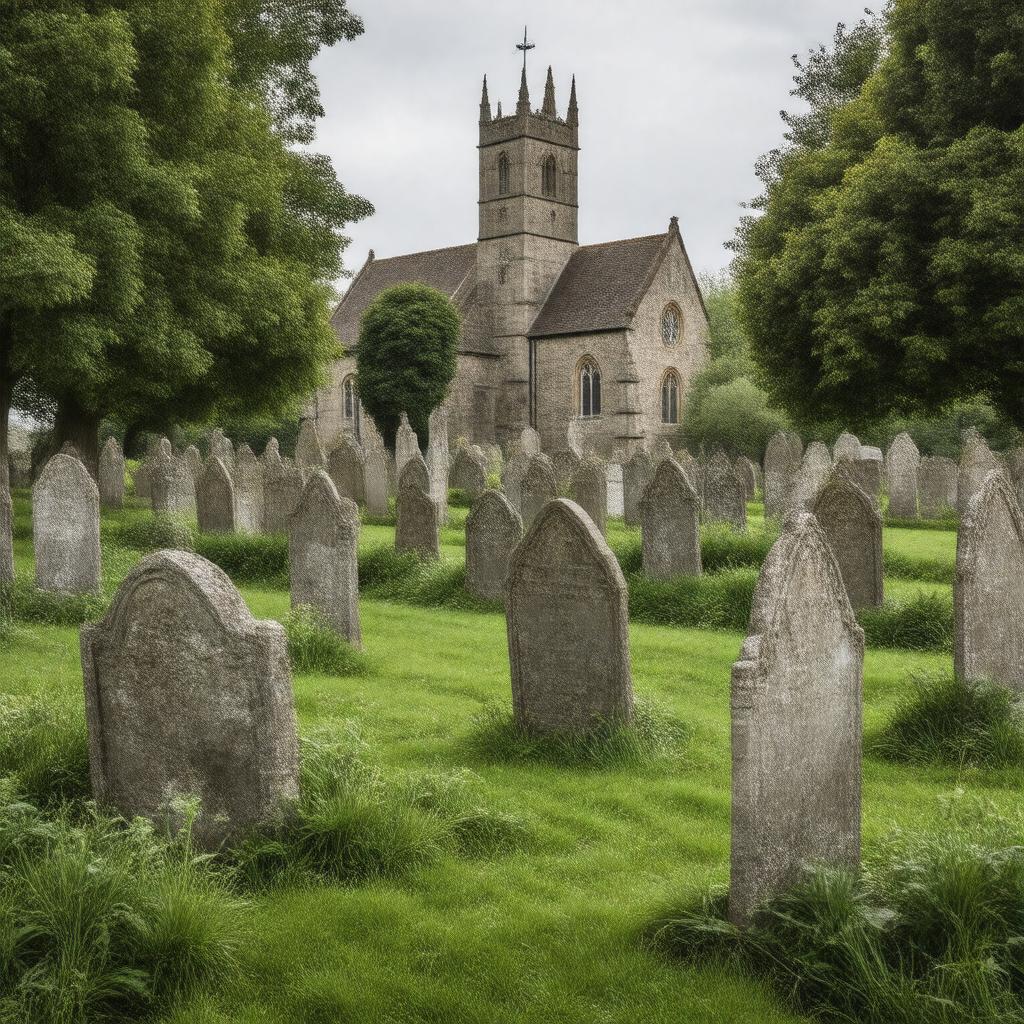 AI-created image of St Mary's Churchyard, Morpeth, Northumberland