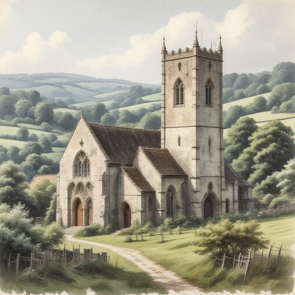 Click to view larger image AI-created image of St Michael and All Angels' Church, East Coker