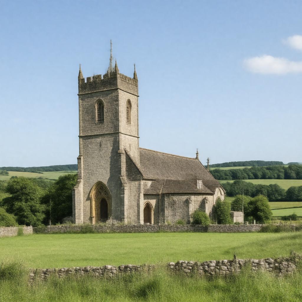 AI-created image of St Michael's Church, East Coker, Somerset, England