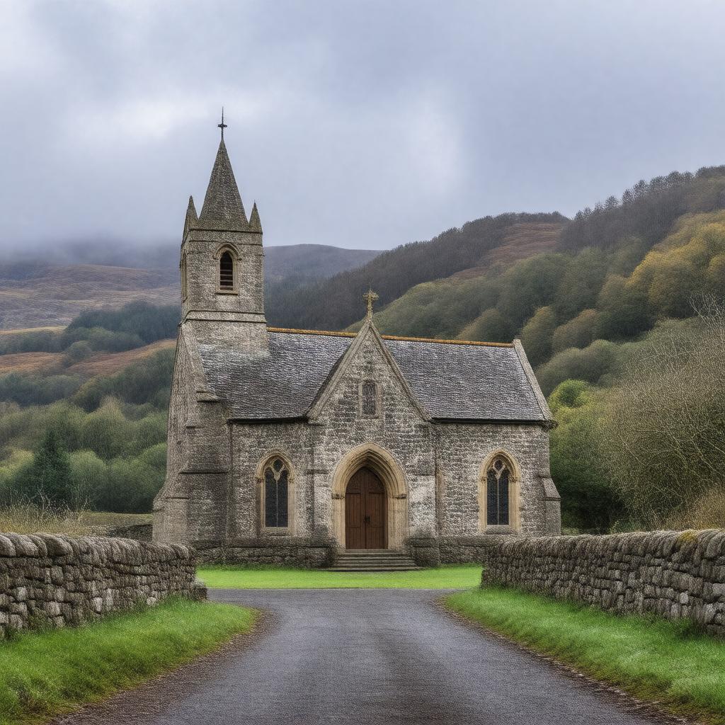 AI-created image of St Oswald's Church, Grasmere