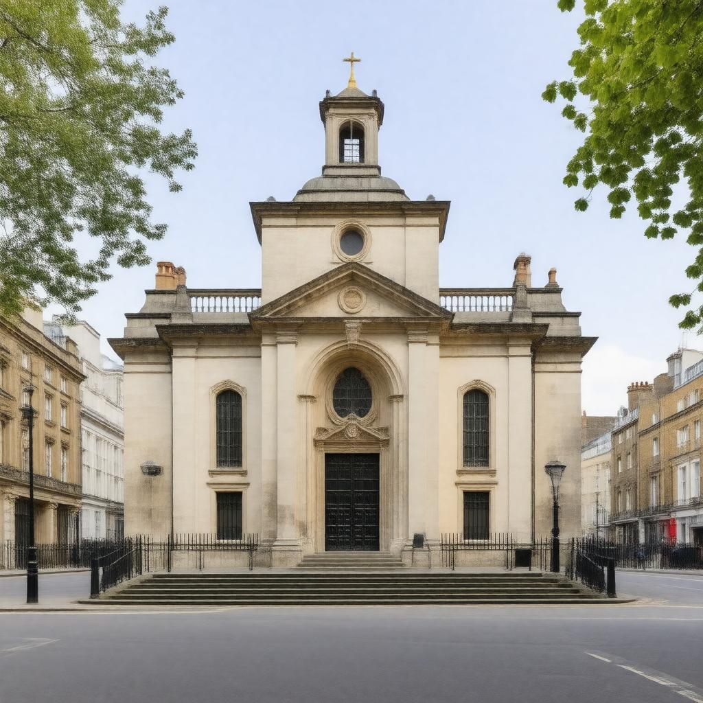 Click to view larger image AI-created image of St Patrick's Church, Soho Square