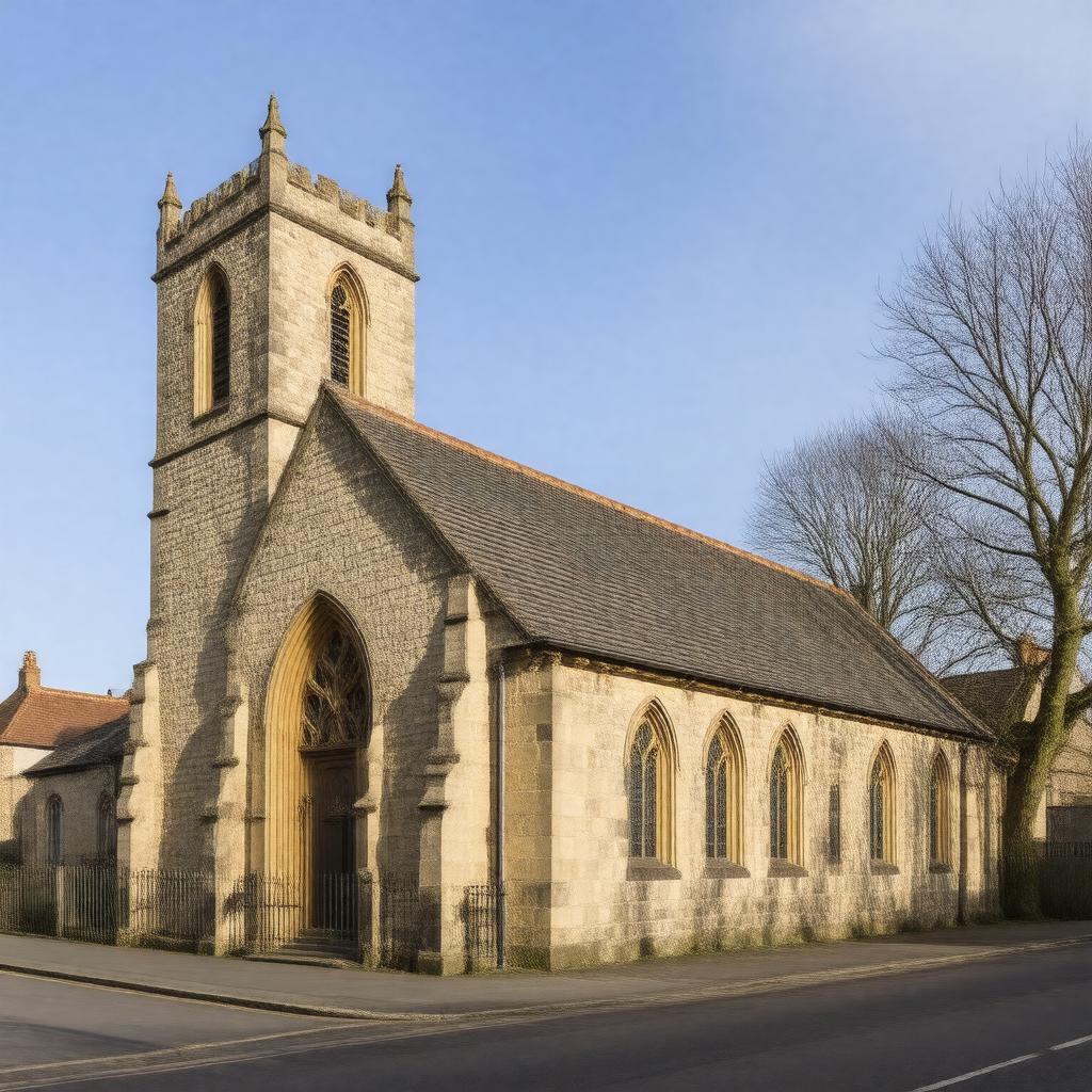 Click to view larger image AI-created image of St Peter's Church, Woolton