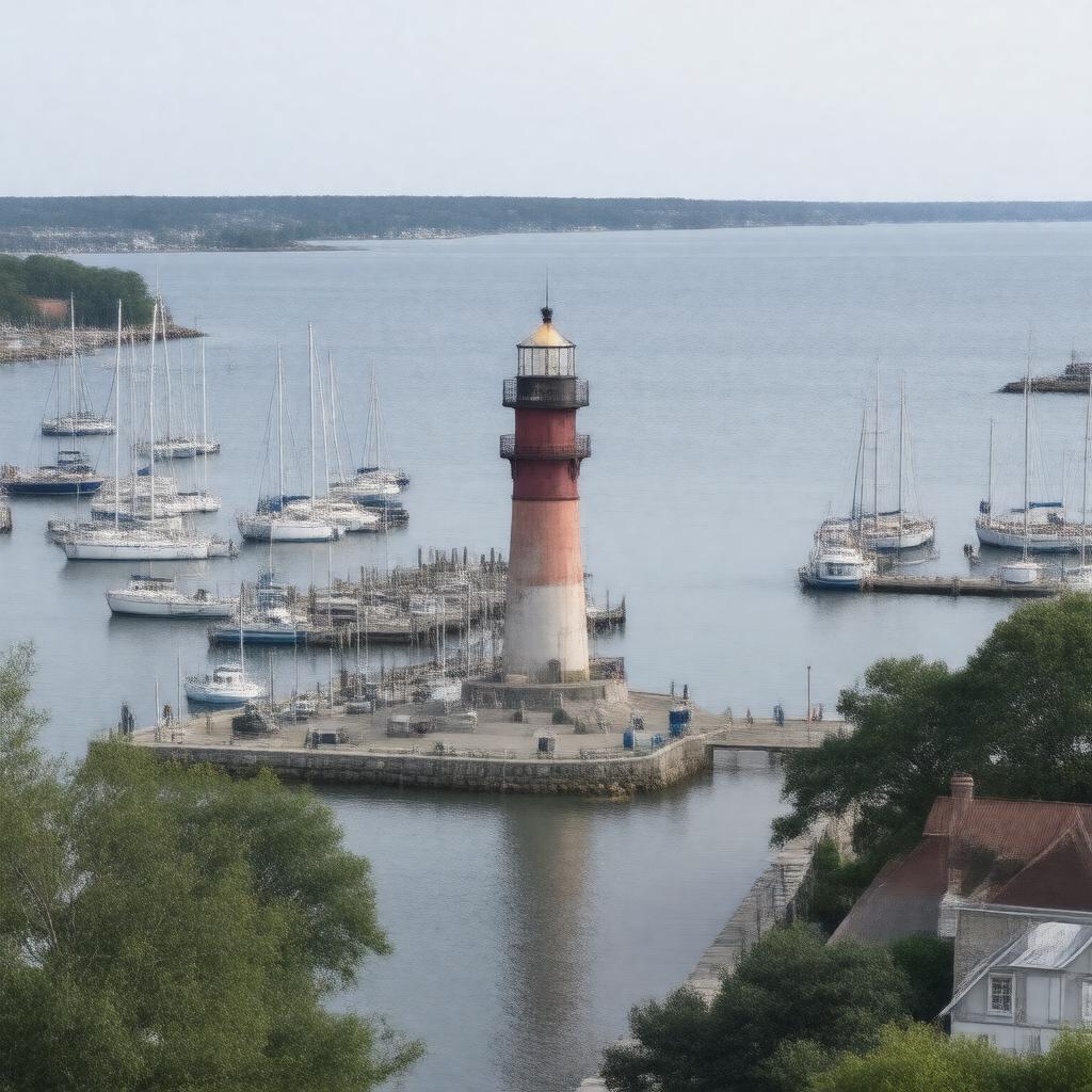 Click to view larger image AI-created image of Stamford Harbor