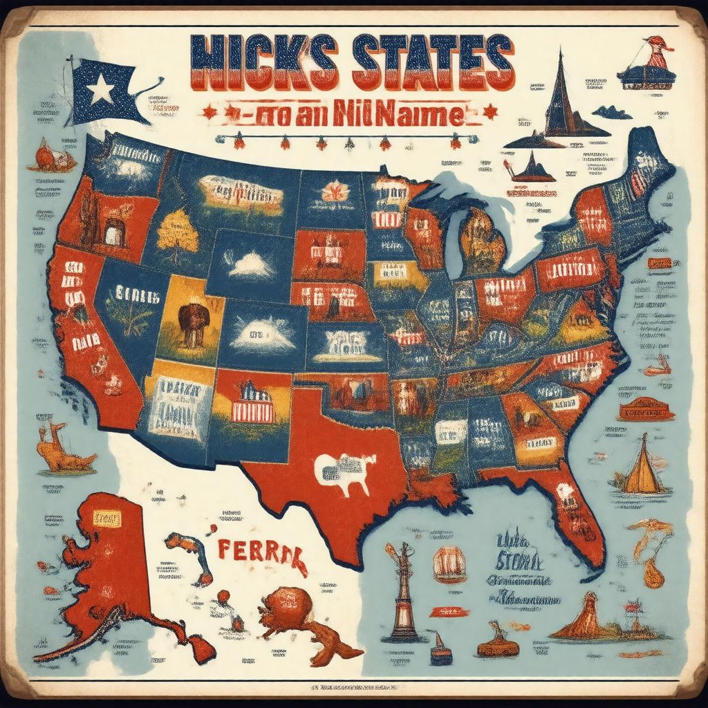 AI-created image of State nicknames of the United States