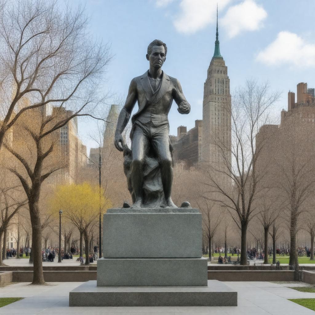 AI-created image of Statue at City Hall Park, New York City