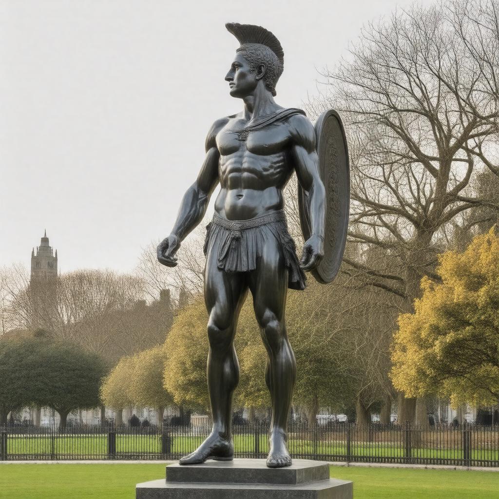 Click to view larger image AI-created image of Statue of Achilles