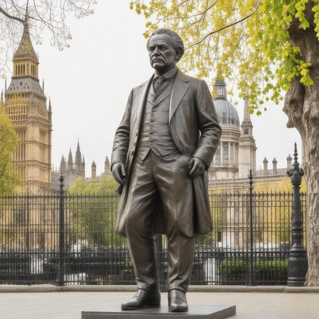 AI-created image of Statue of David Lloyd George