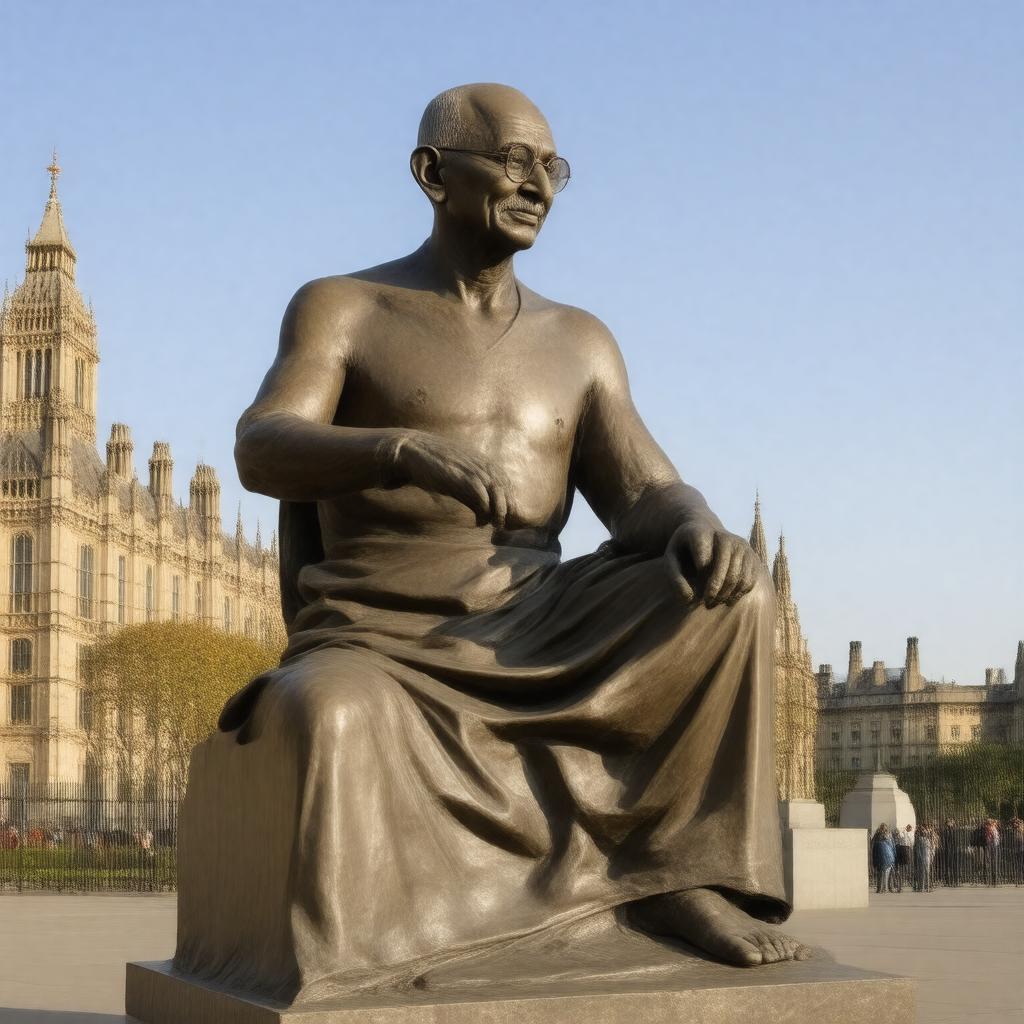 Click to view larger image AI-created image of Statue of Mahatma Gandhi