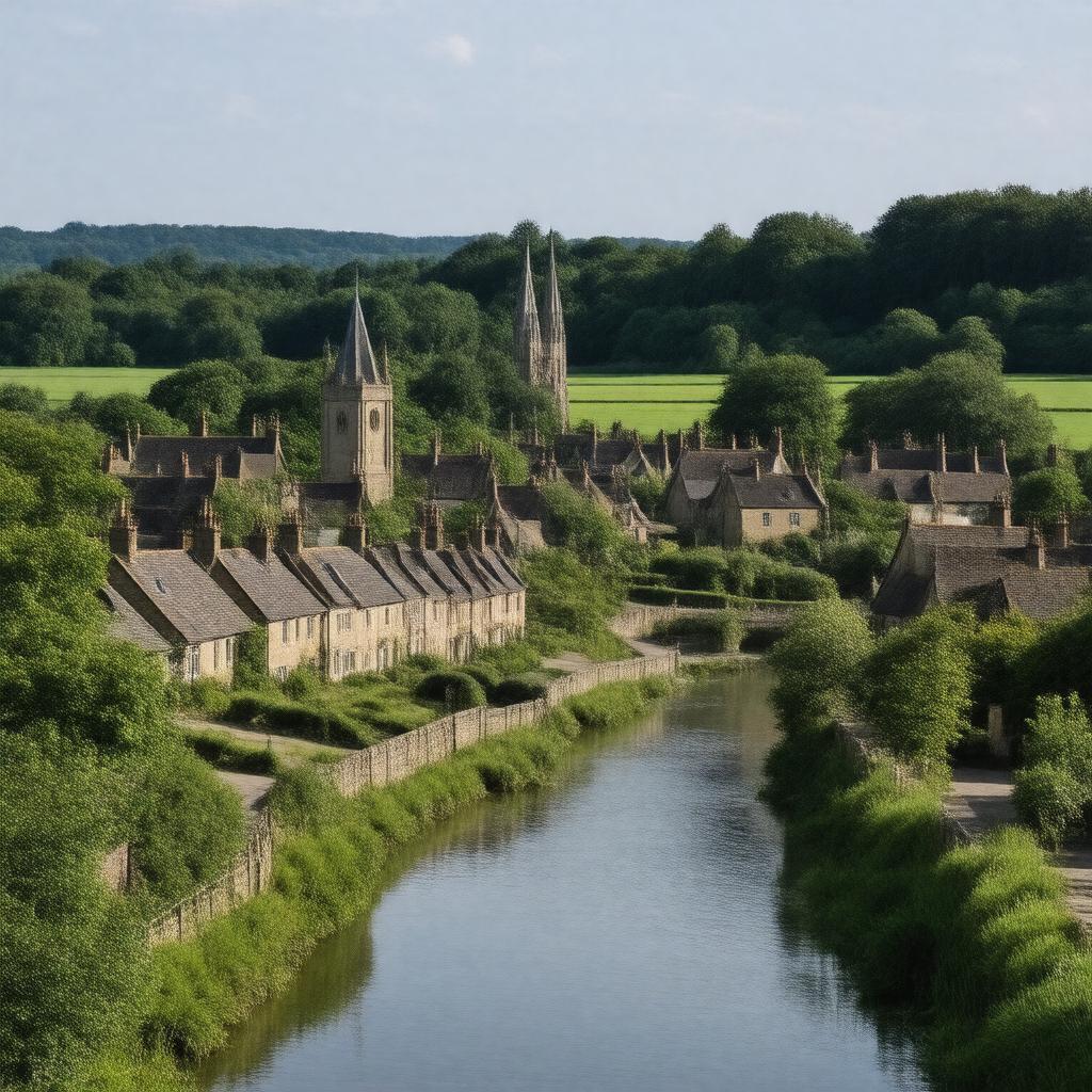 AI-created image of Stockbridge, Hampshire, England