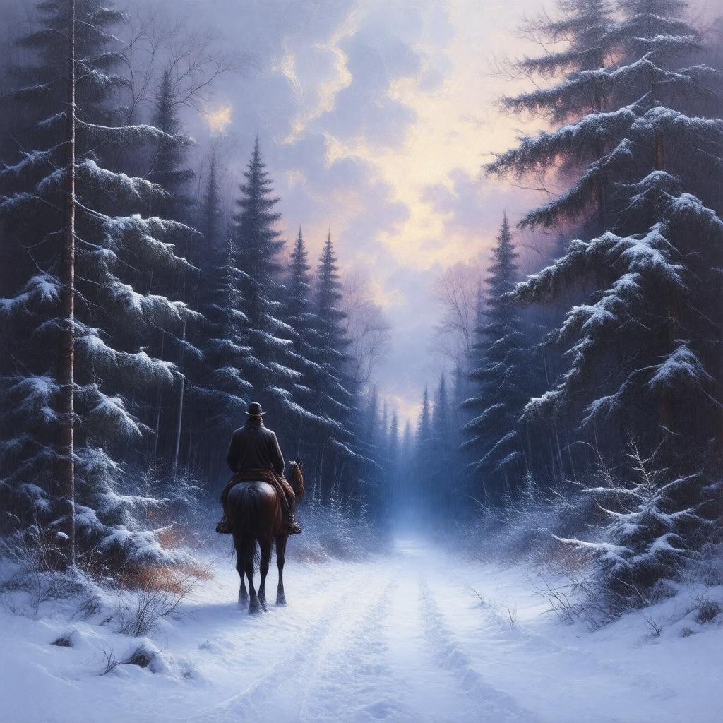 Click to view larger image AI-created image of Stopping by Woods on a Snowy Evening