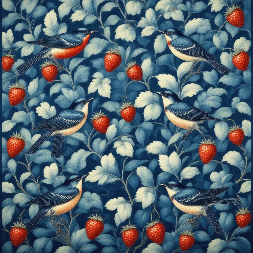 AI-created image of Strawberry Thief textile