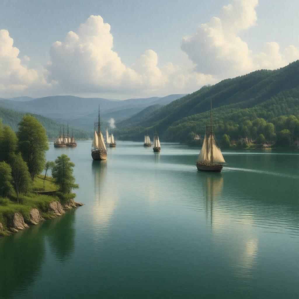 AI-created image of Summer on the Lakes, in 1843