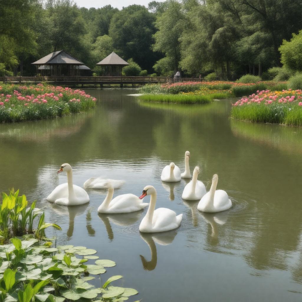 AI-created image of Swan Lake Iris Gardens