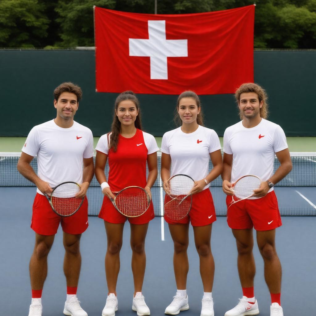 AI-created image of Switzerland tennis team