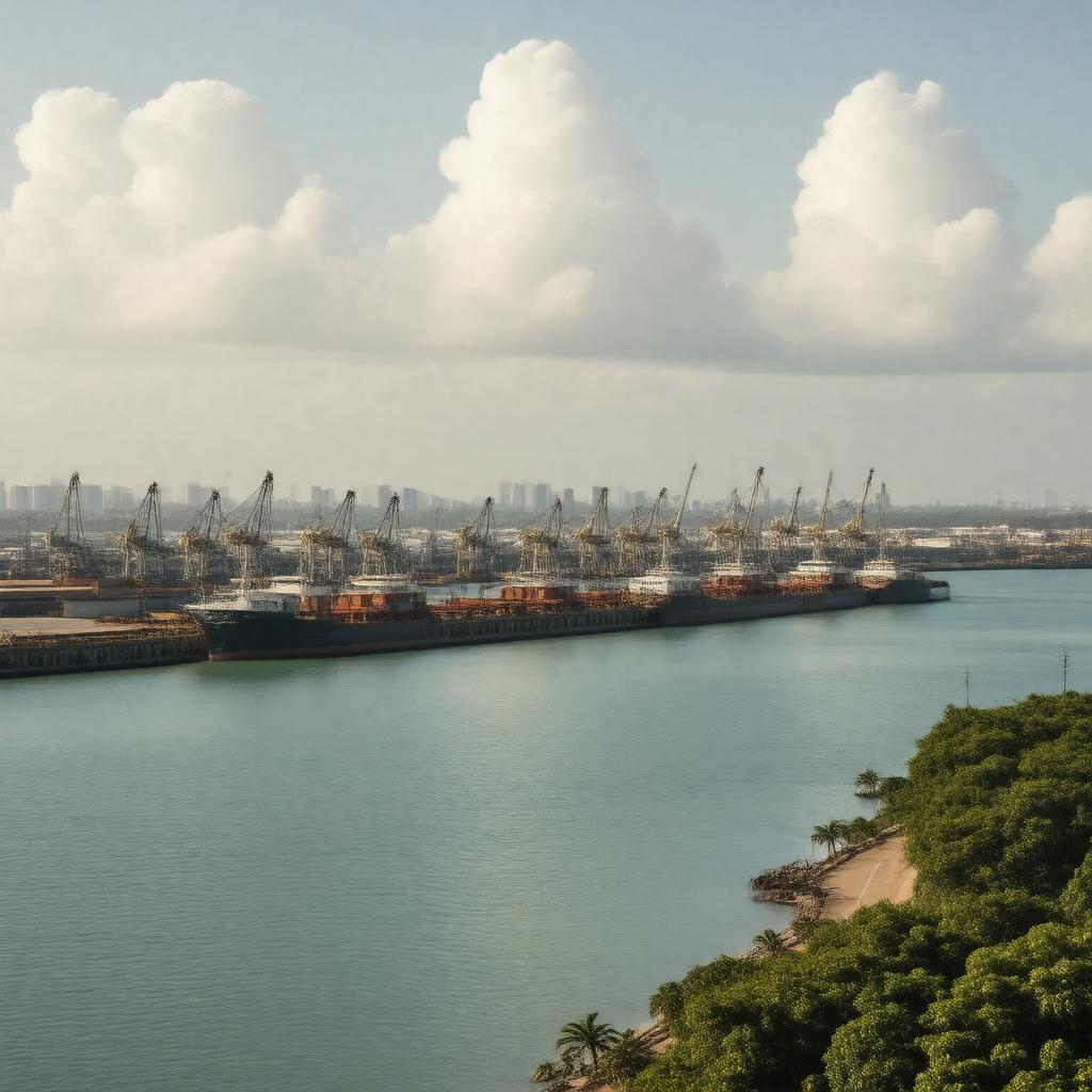 Click to view larger image AI-created image of Tema Harbour