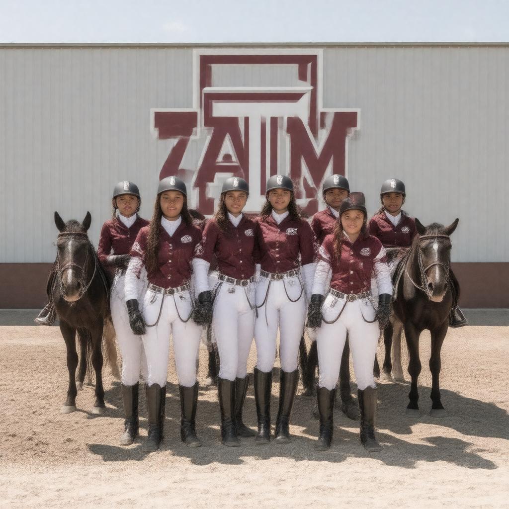 Click to view larger image AI-created image of Texas A&M Aggies equestrian