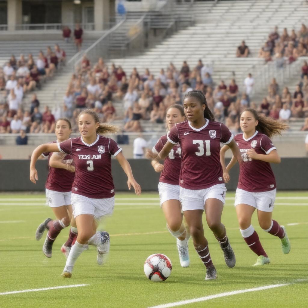 Click to view larger image AI-created image of Texas A&M Aggies soccer