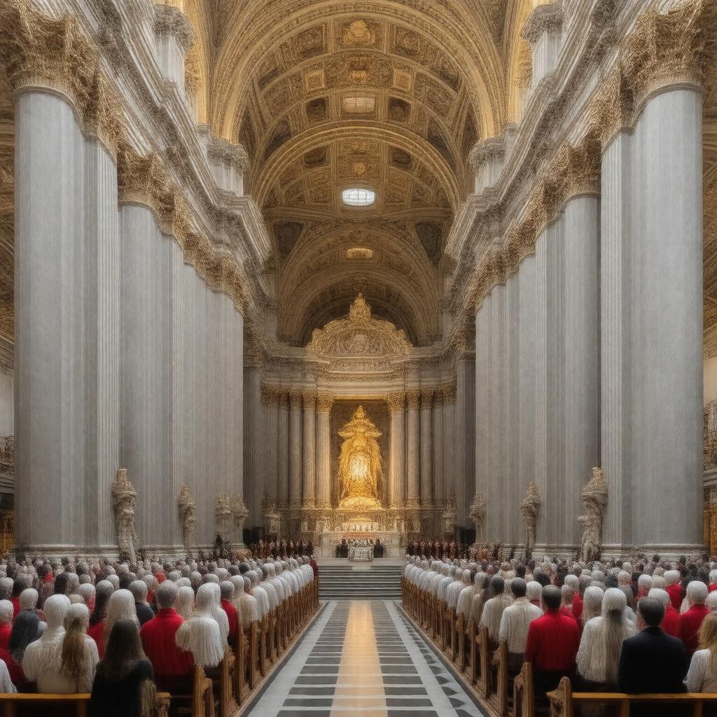 Click to view larger image AI-created image of Thanksgiving service at St Paul's Cathedral