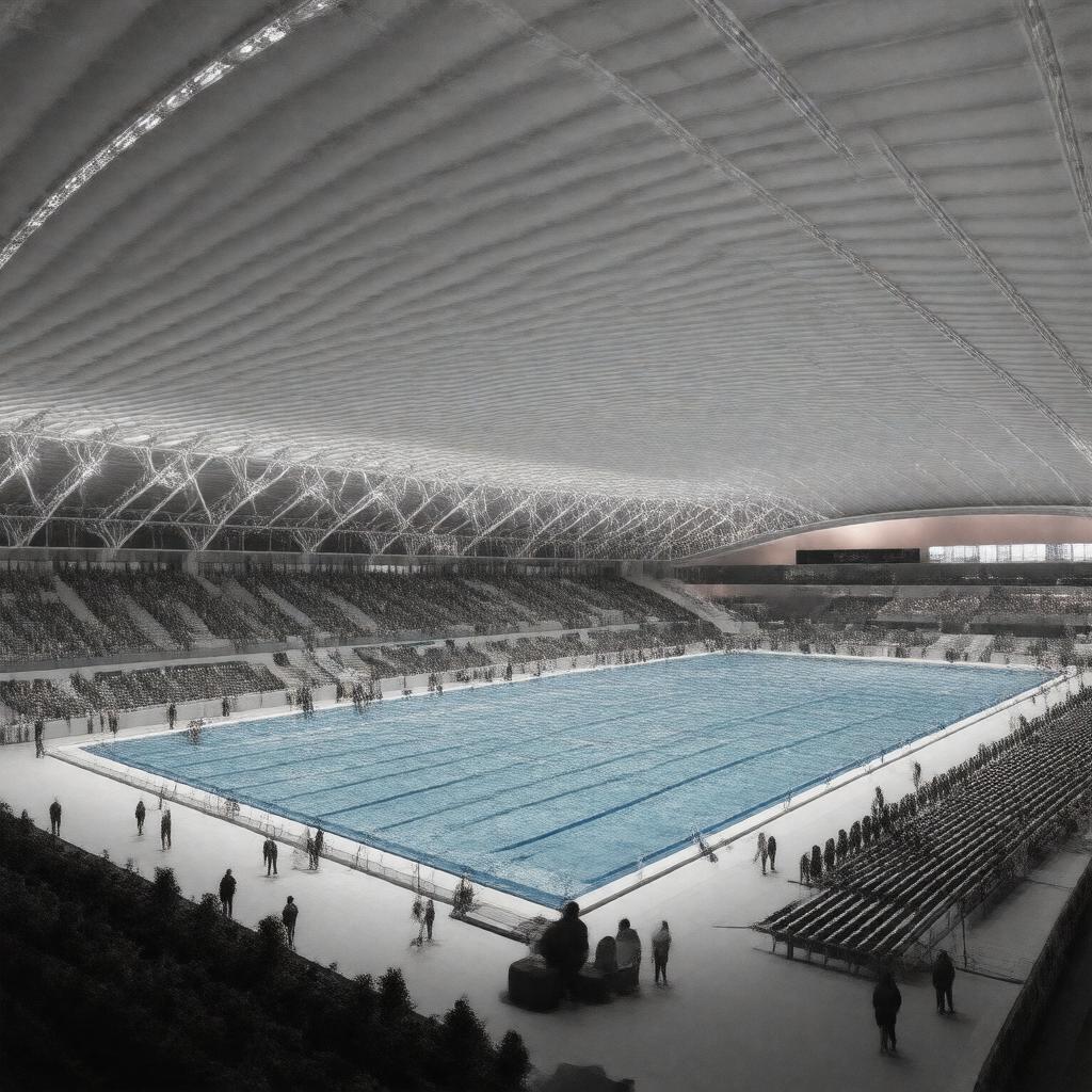 Click to view larger image AI-created image of The Aquatics Centre