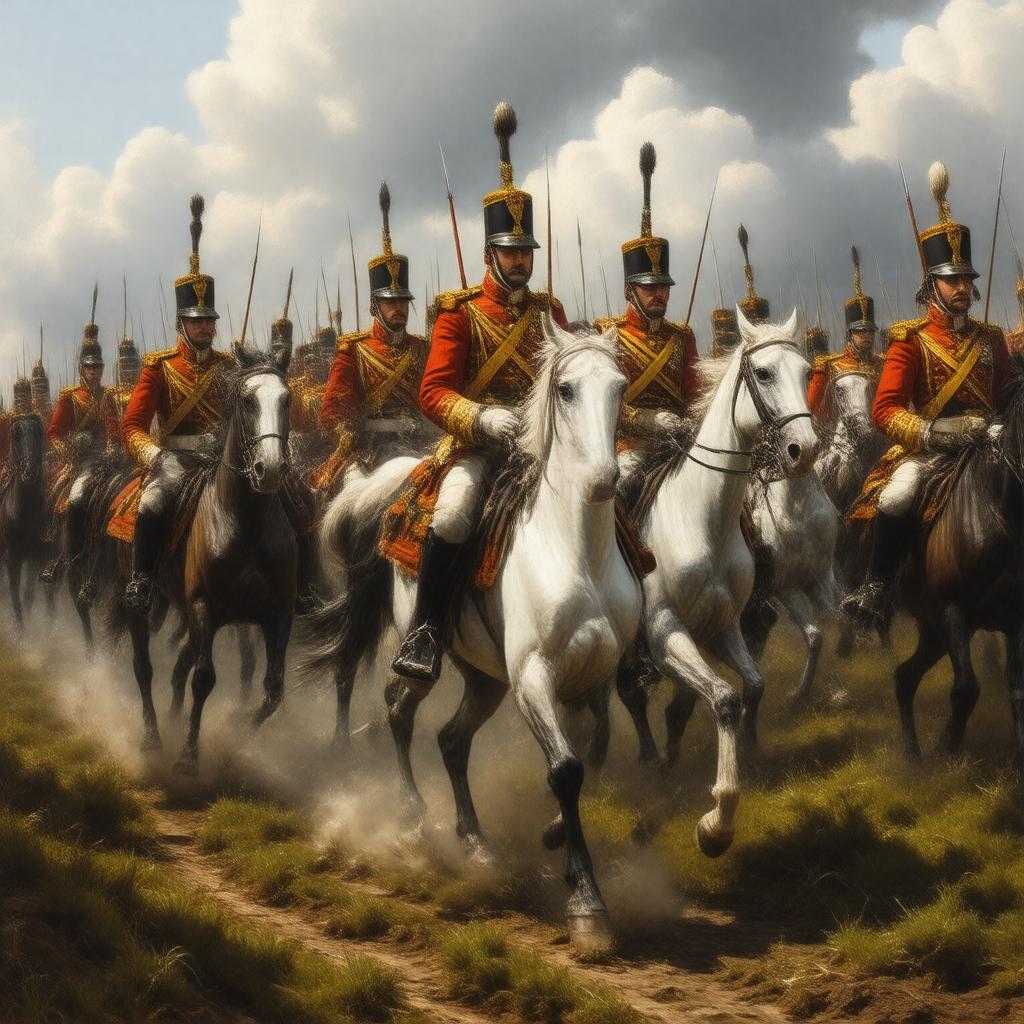 Click to view larger image AI-created image of The Charge of the Scots Greys at Waterloo