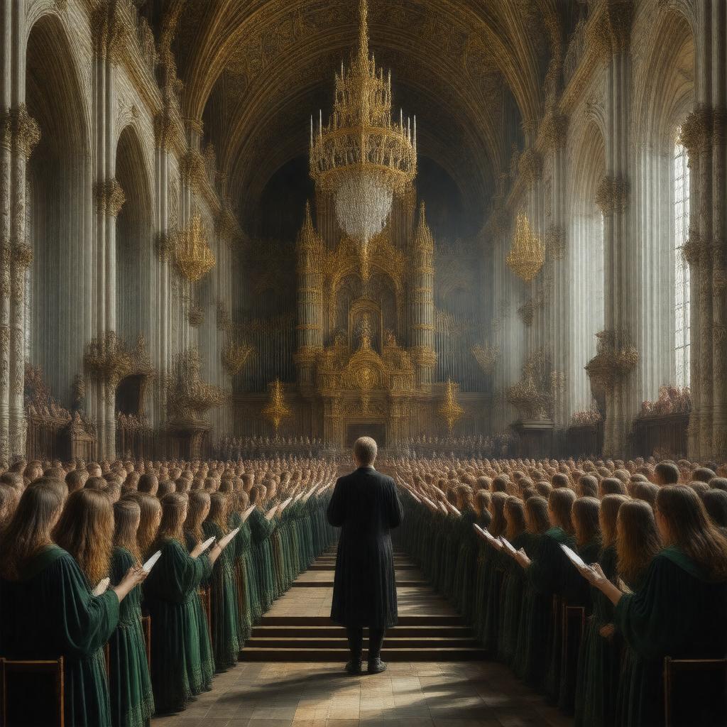 Click to view larger image AI-created image of The Choir of The Queen's College, Oxford