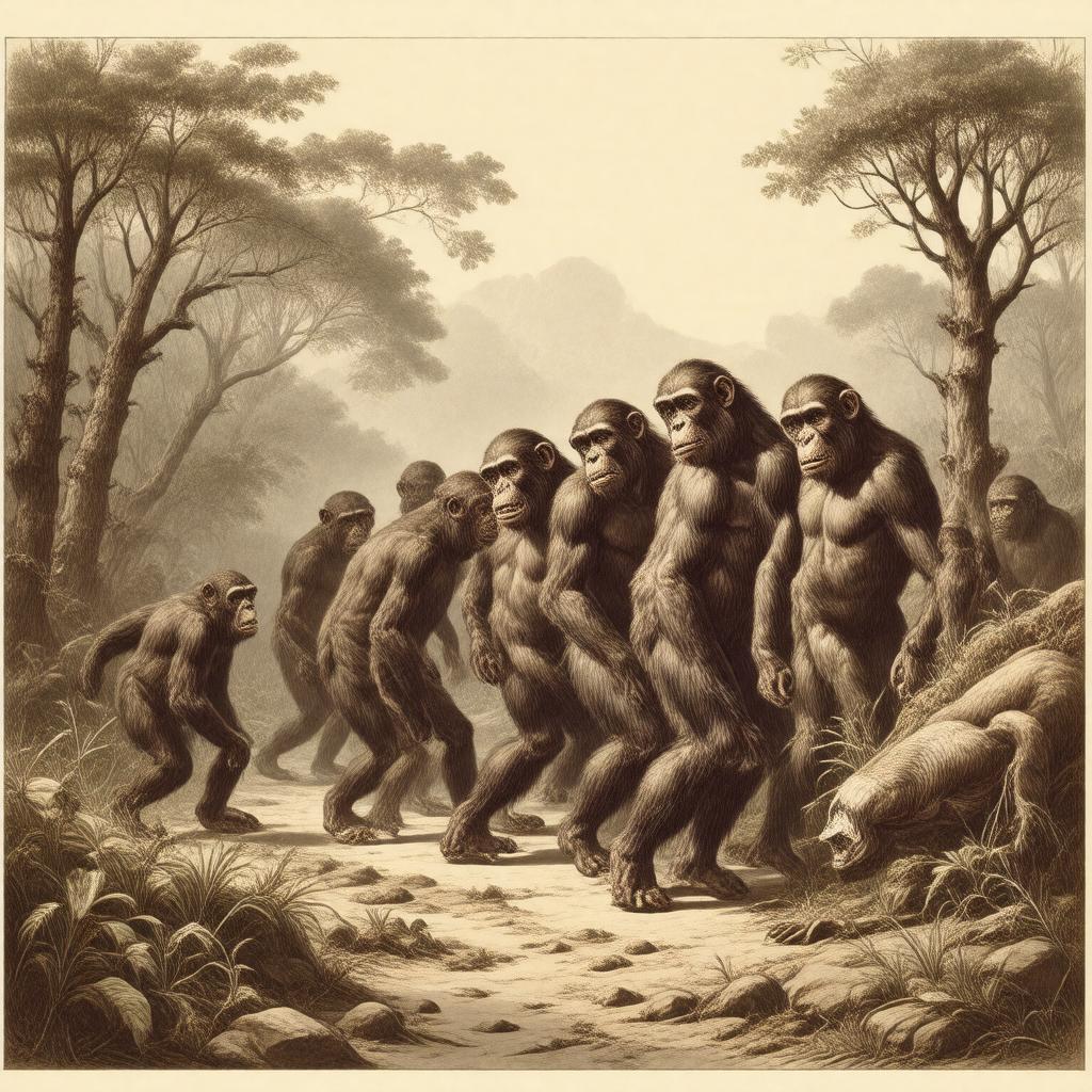 Click to view larger image AI-created image of The Descent of Man
