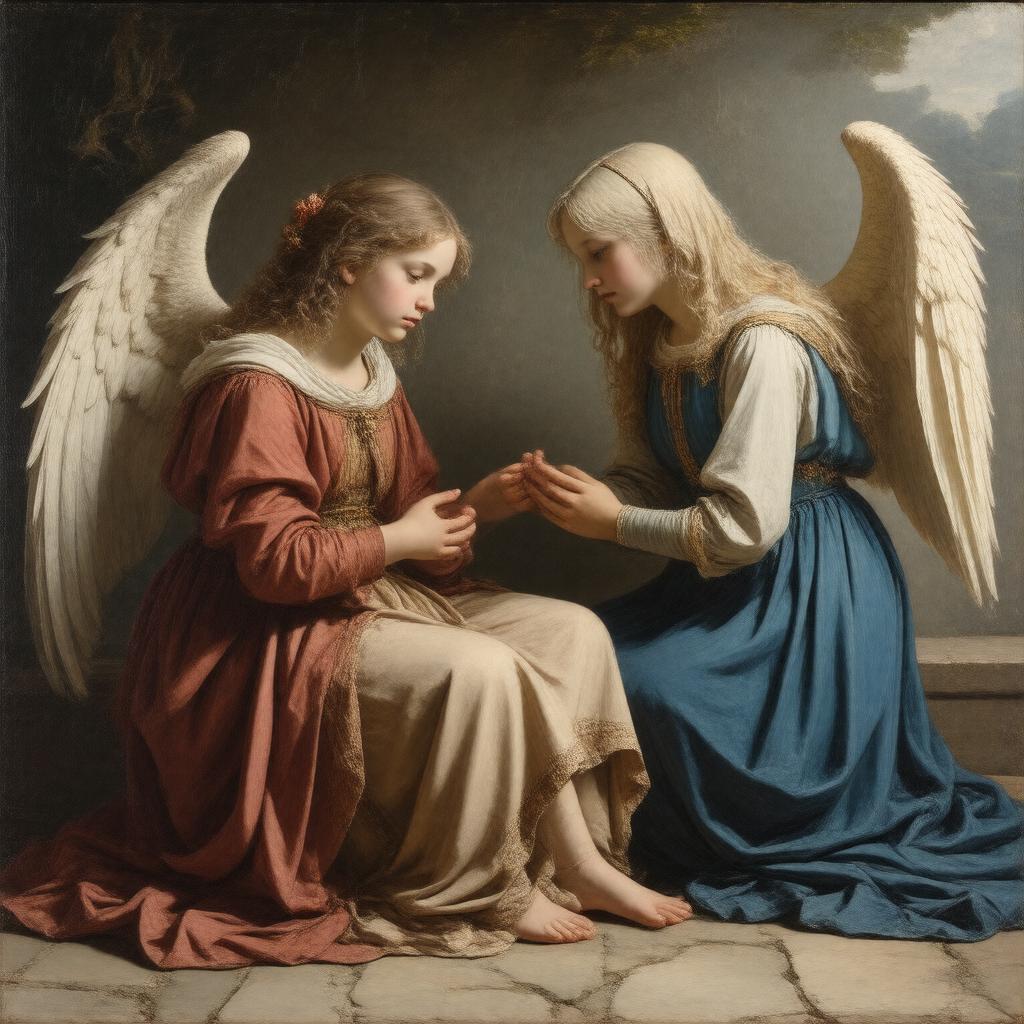 AI-created image of The Girlhood of Mary Virgin