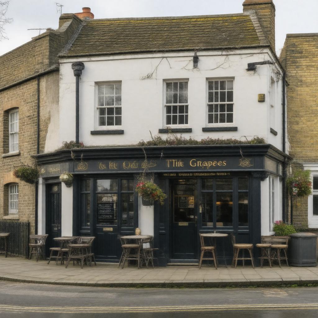 Click to view larger image AI-created image of The Grapes pub