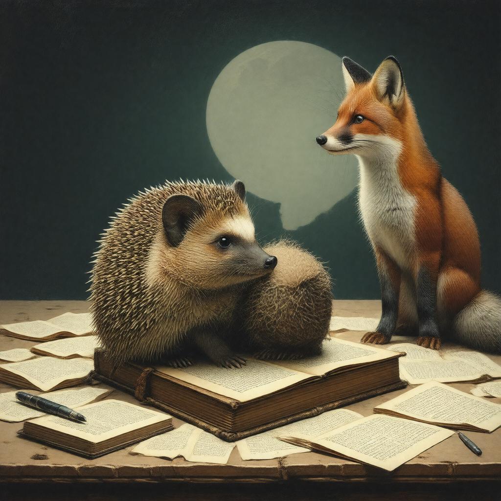 Click to view larger image AI-created image of The Hedgehog and the Fox