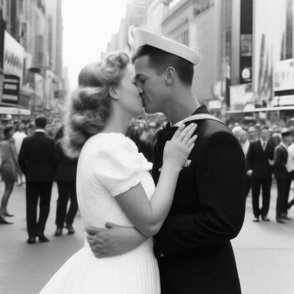 AI-created image of The Kiss by Alfred Eisenstaedt