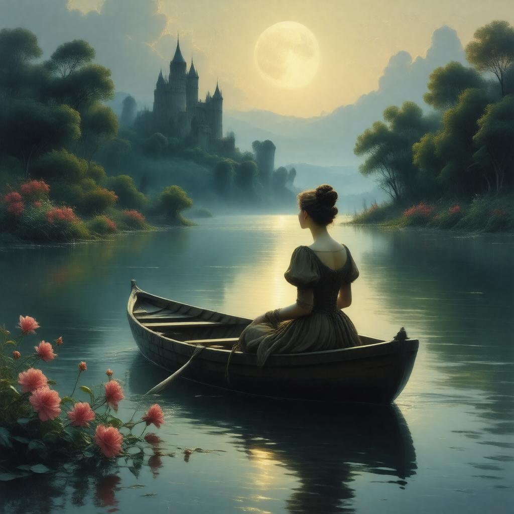 AI-created image of The Lady of Shalott