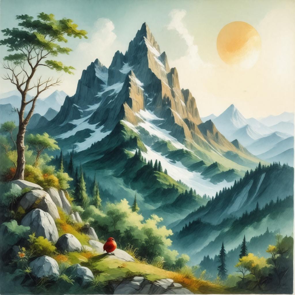 AI-created image of The Mountain That Loved a Bird