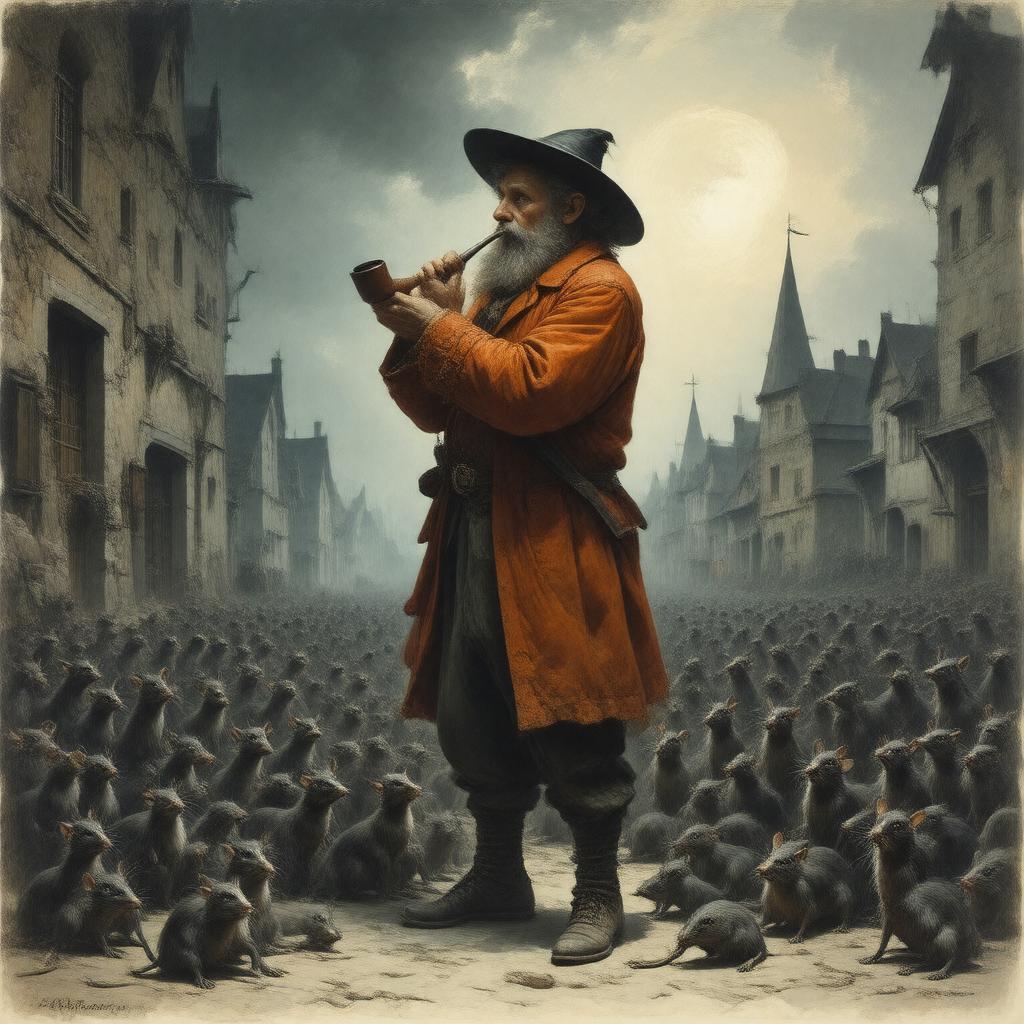 AI-created image of The Pied Piper of Hamelin
