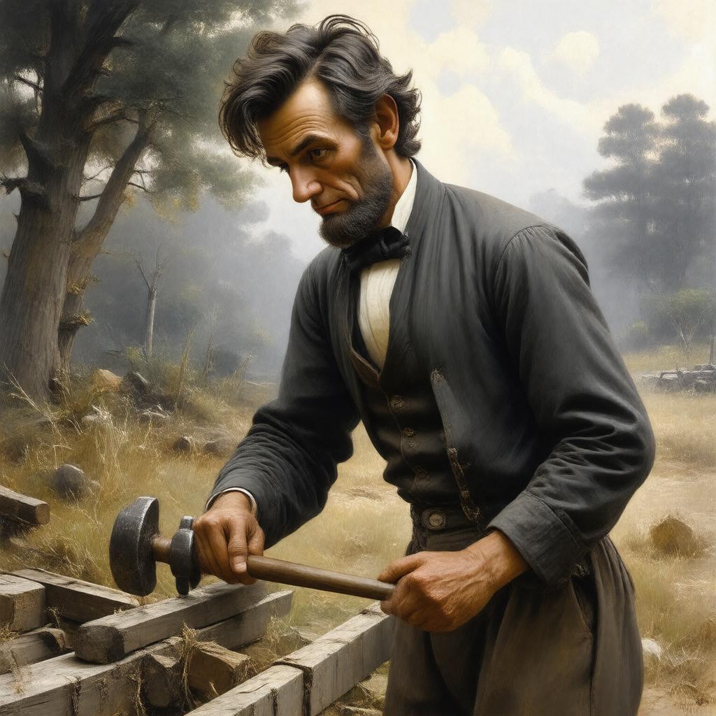 Click to view larger image AI-created image of The Rail-Splitter